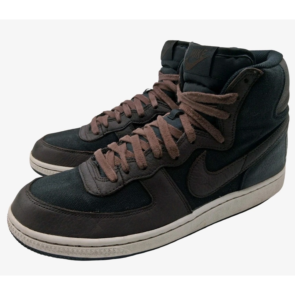 Nike Shoes Mens Size 10 Brown Black High Top Leather Casual Sneakers FD0651-001